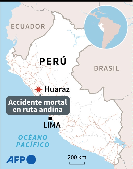 Al menos 22 muertos al volcar un autobús en ruta andina de Perú