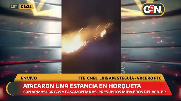 Grupo criminal quema estancia en Horqueta