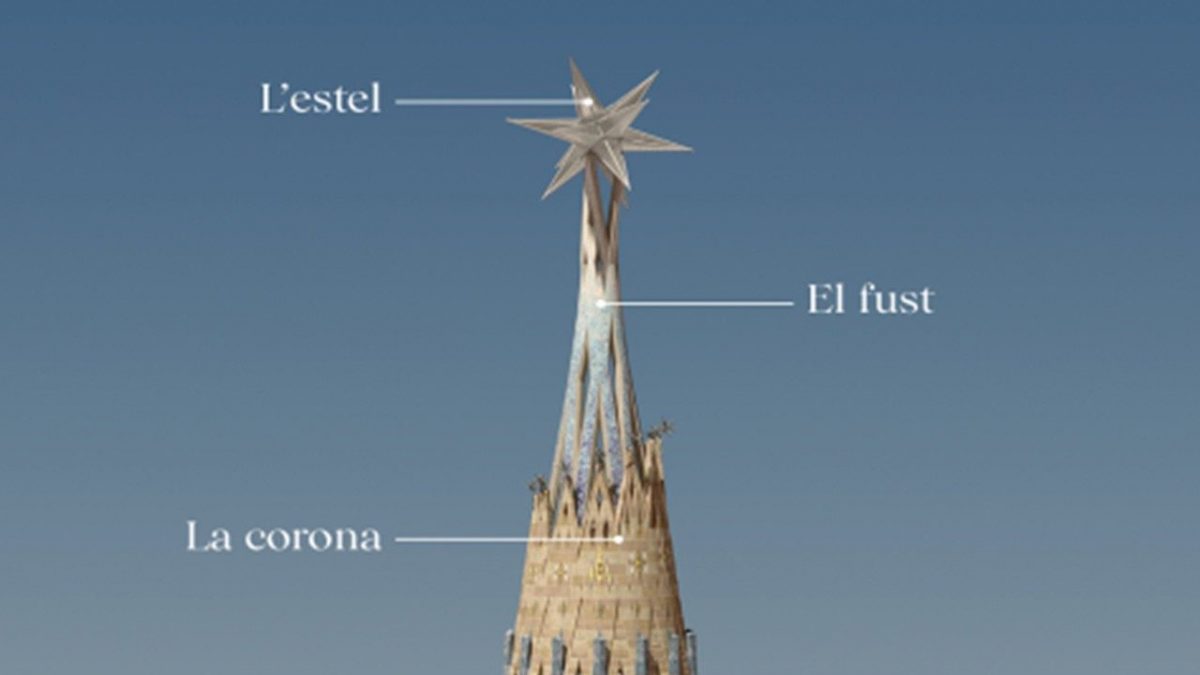 La Sagrada Familia hacia la culminación de la torre de la Virgen